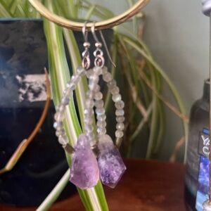 Elegant amethyst and Silver Beaded Earrings